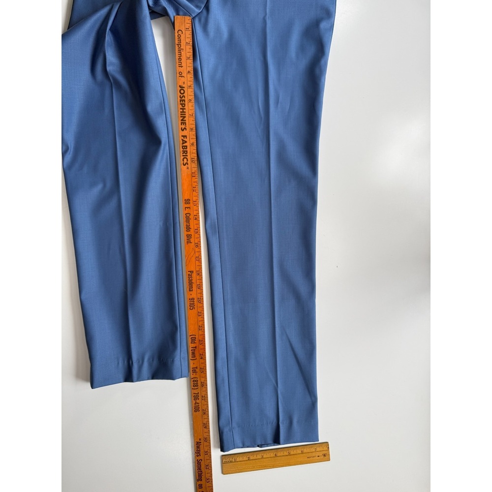 ROBERT SIMON Fitted Dress‎ Trouser Pants Mens 30x31 Pale Blue Flat Front Modern - Picture 7 of 9
